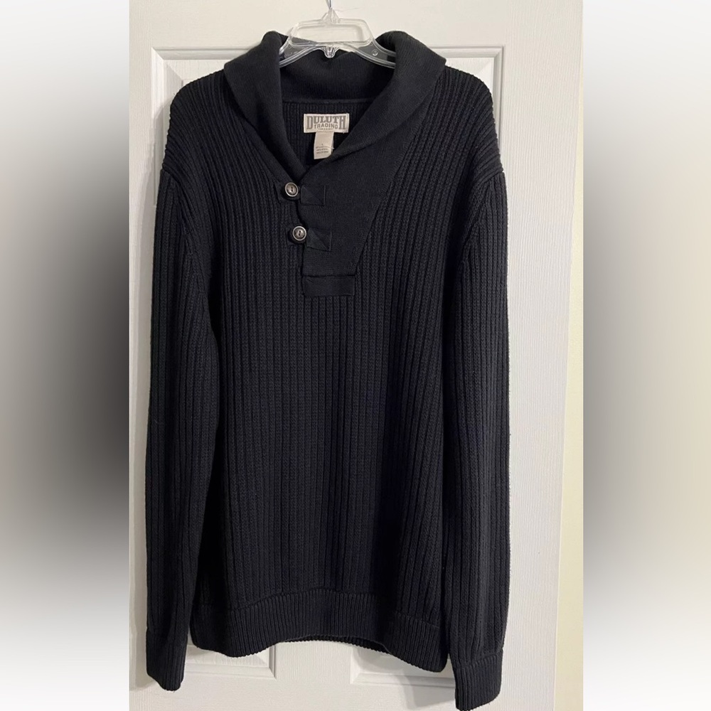 Duluth Trading Sweater Mens Large Infantry  High Neck Collar Navy Blue Knit New